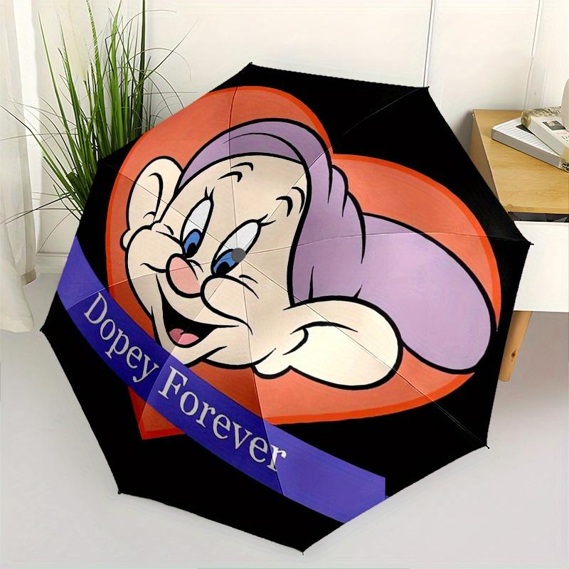 Disney Dopey,Heart,Forever Manual Opening and Closing Umbrella, 8-Rib Reinforced Folding Design, Lightweight