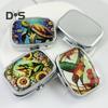 Pill Box with Hinged Lid 2 Compartments Tablet Holder Portable Jewelry Case with Mirror for Purse Pocket Travel Use
