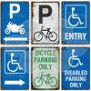 Vintage Parking Metal Sign Bicycle Disabled Motor cycle Parking Retro Metal Plaque Do not Attach Bikes To The Fence