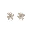 Silver needle zircon flower geometric earrings niche design temperament stud earrings high sense fashion versatile earrings