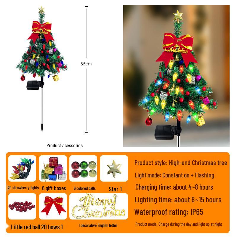 Уличные рождественские гирлянды на солнечной батарее - Водонепроницаемый праздничный декор для сада, газона и двора