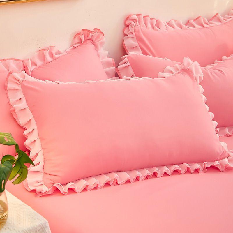 Pillowcase Pillowcase Pair 48 * 74cm Household Machine Washable Korean Lace Pillow Core Cover