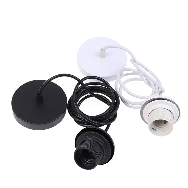 Черный/белый E27 подвесной патрон лампы с 0,5/0,8/1,2/2 м подвесной провод потолочный патрон лампы цоколь для люстры