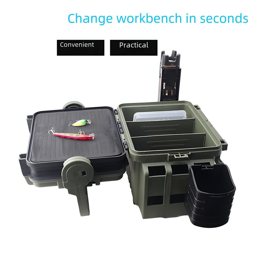 Многослойная коробка для рыболовных приманок с усиленной утолщенной конструкцией, большой вместимостью и возможностью установки сидений для хранения при морской и каменной рыбалке