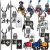 Medieval Building Blocks Crusades Hospitaller Teutonic Lion  Knights Figures Solders Weapons Shields War-horse