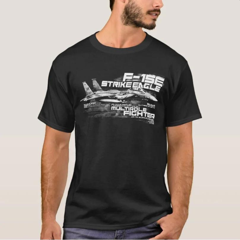 Vintage F15E Strike Eagle Infographic TShirt 100 Cotton ONeck Summer Short Sleeve Casual Mens Tshirt Size S3XL