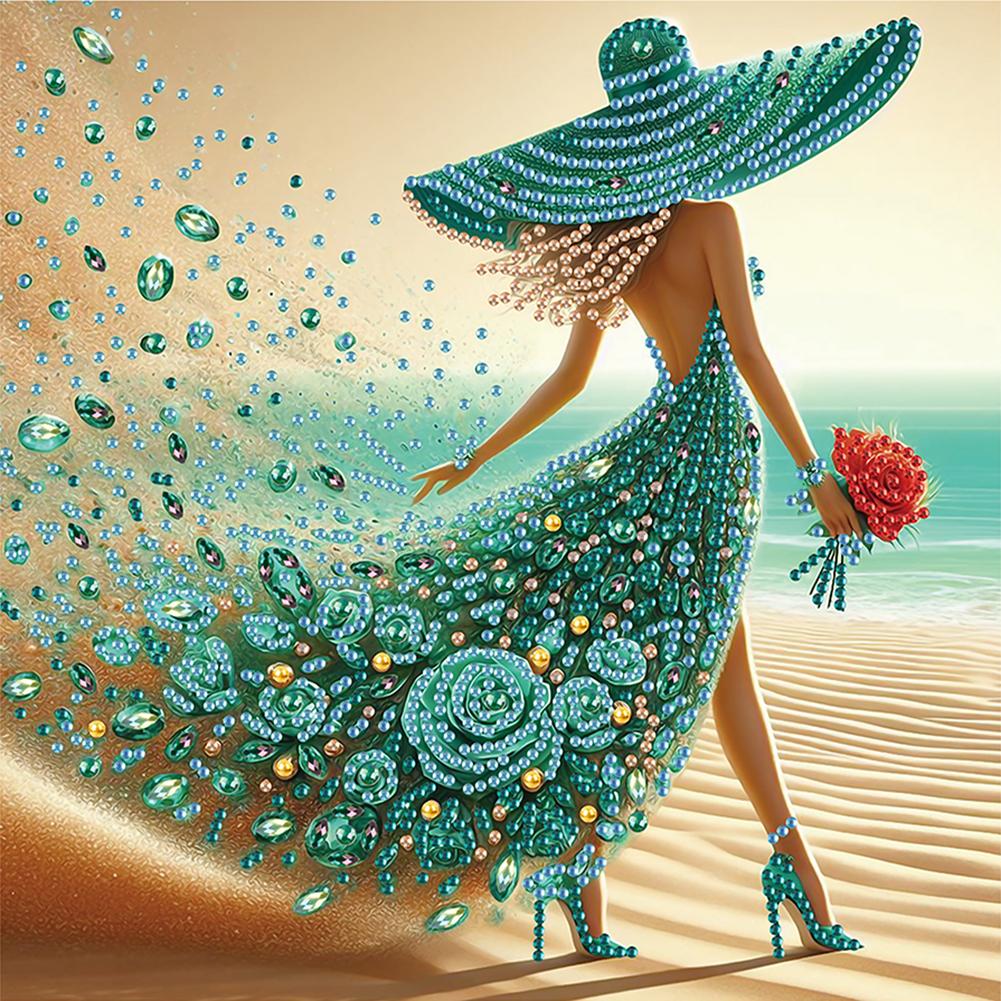 Набор для алмазной вышивки 5D DIY с частичной выкладкой специальными стразами, украшение для искусства, красивая девушка, украшение для дома, рождественские подарки на день рождения, 30x30 см