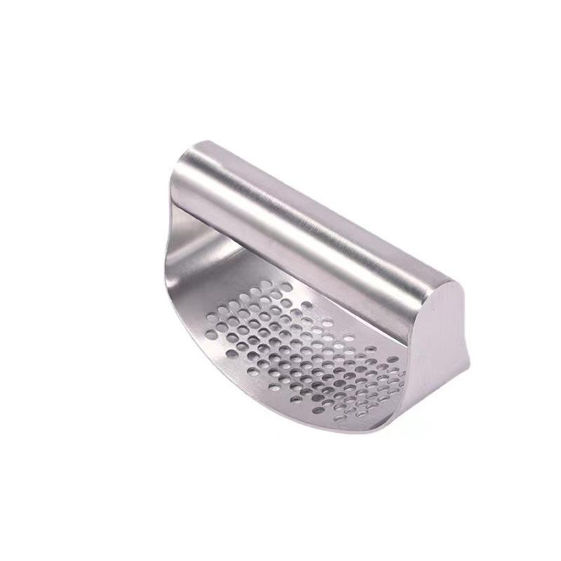 Stainless Steel Garlic Press and Peeler: Manual Household Garlic Pounder and Clip Tool
