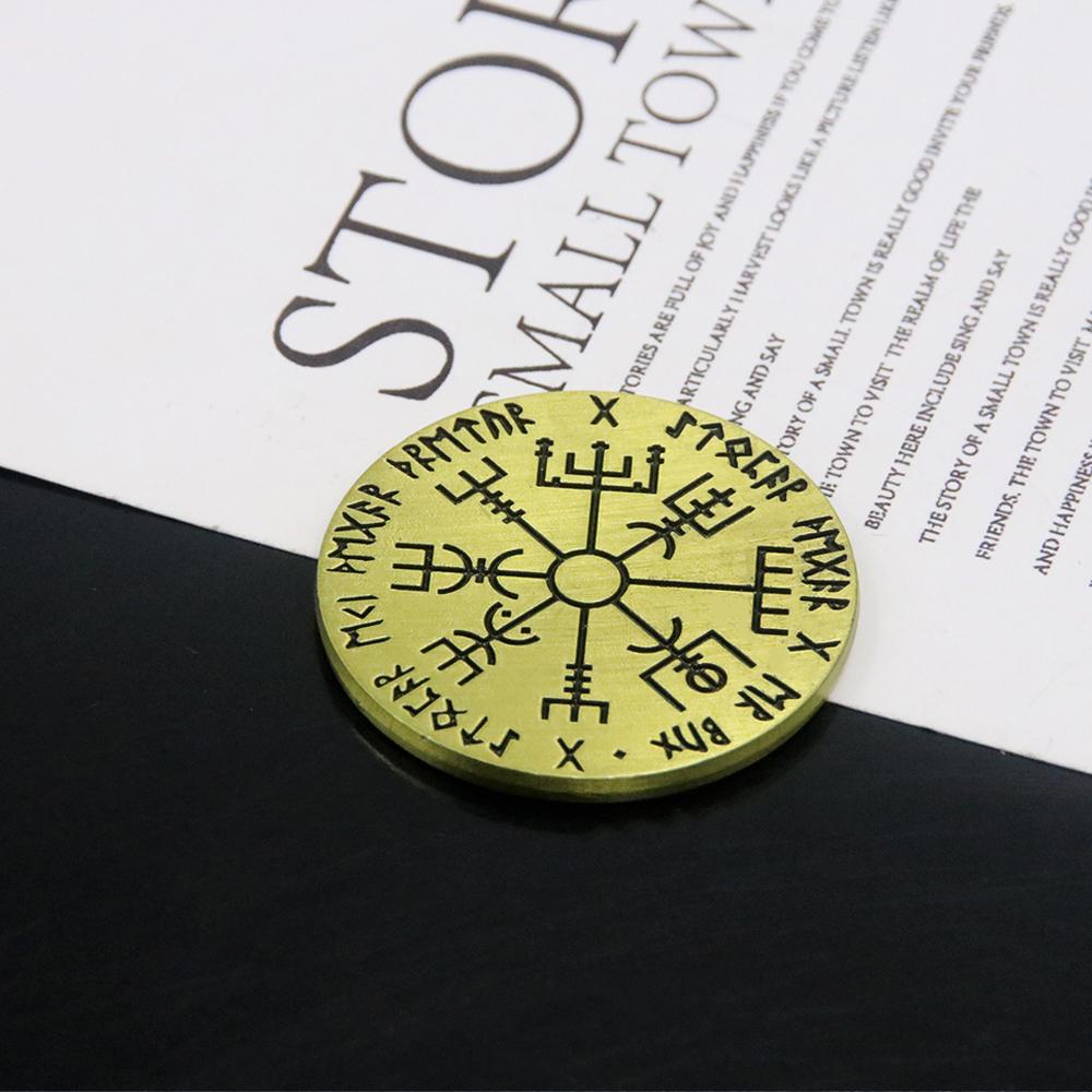 Северный Вегвисир Viking Compass Монета Магический Рунический Посох Нумерация Монет Коллекция Талисман Сувенир Украшение