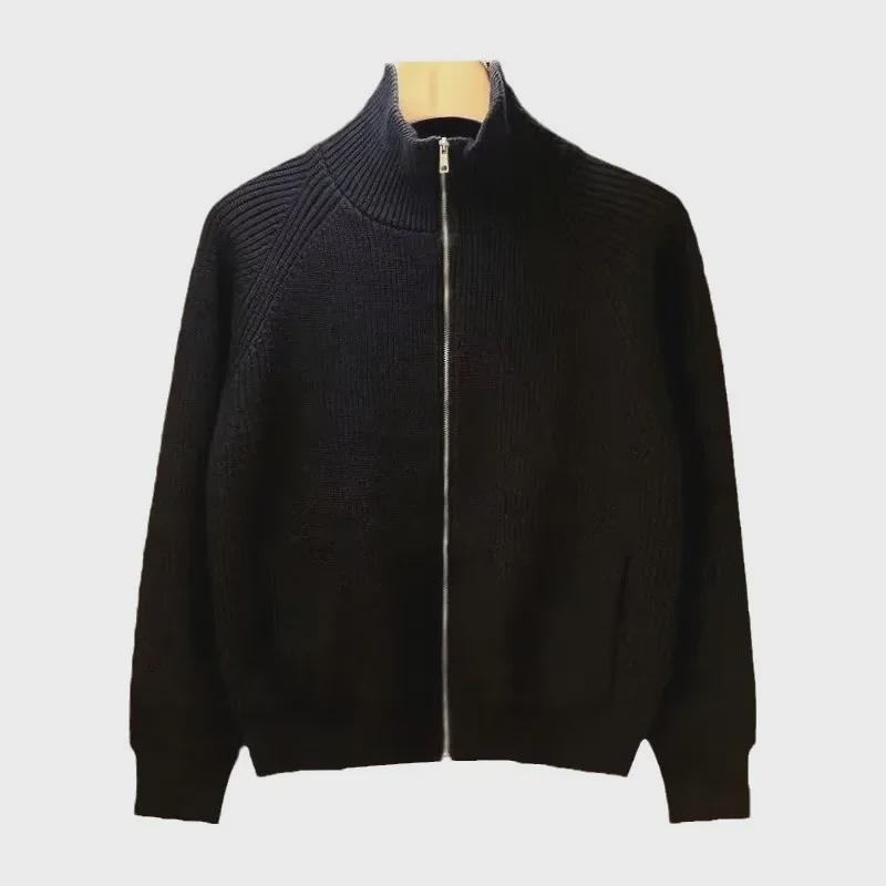 2024 Men's Korean Style Turtleneck Zipper Cardigan Sweater | Trendy Loose Knit Jacket Top