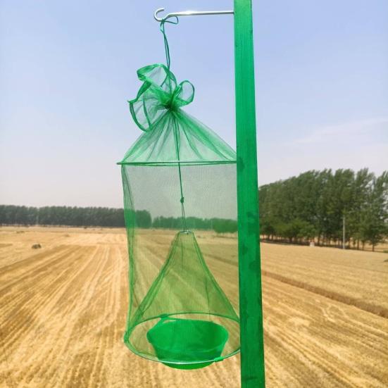 Hanging Fly Trap Indoor Outdoor Garden Farm Barn Ranch Foldable Fly Catcher Bag Heavy Duty Weather-proof Reusable Fly Control Green Cage