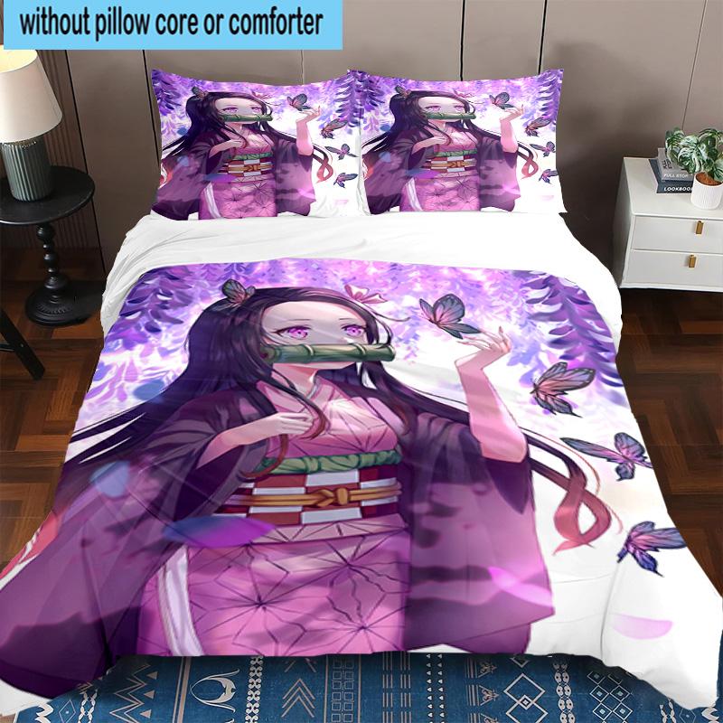 3PCS Vibrant Anime Characters 3pcs Bedding,Including 3PCS Duvet Cover And 2pcs Pillowcases Perfect for Christmas,Ideal for Bedroom, Dormitory