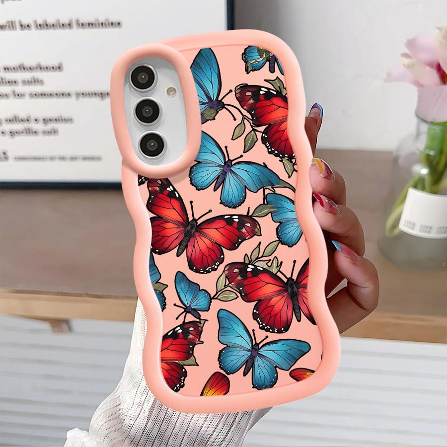 Красный Синий Чехол-Бабочка для Samsung Galaxy A14 A15 A12 A13 A21s A16 A52 A11 Мягкий Чехол для Телефона A33 A03 A04 A06 A53 A23 A05 A22