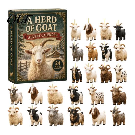 Holiday Countdown Calendar Goat Advent 2026, 24 Day Christmas with Unique Mini Decorative Miniature Pendants Figurines, Farmhouse Decor, Gift for Kids