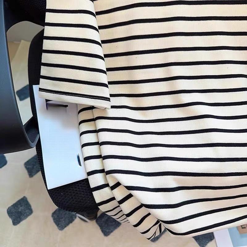 Harajuku Graphic Embroidery Short Sleeve T Shirt 2024 Summer Fashion Stripe T-shirt Casual Loose Women Clothing Young Girls White Y2k Tops Streetwear