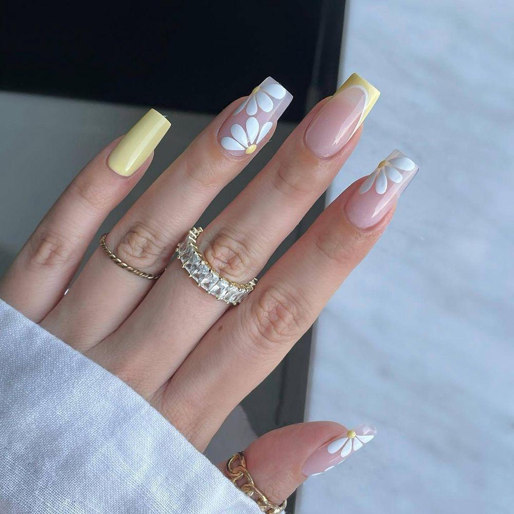 24pcs/Box French Artificial Full Cover Wearable Nail Tips Square Head False Nails Fake Nails