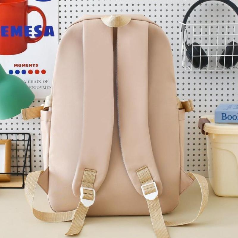 4pcs Classic Casual Backpack Neutral Printed Student Backpack Pencil Case Crossbody Bag Storage Bag Set