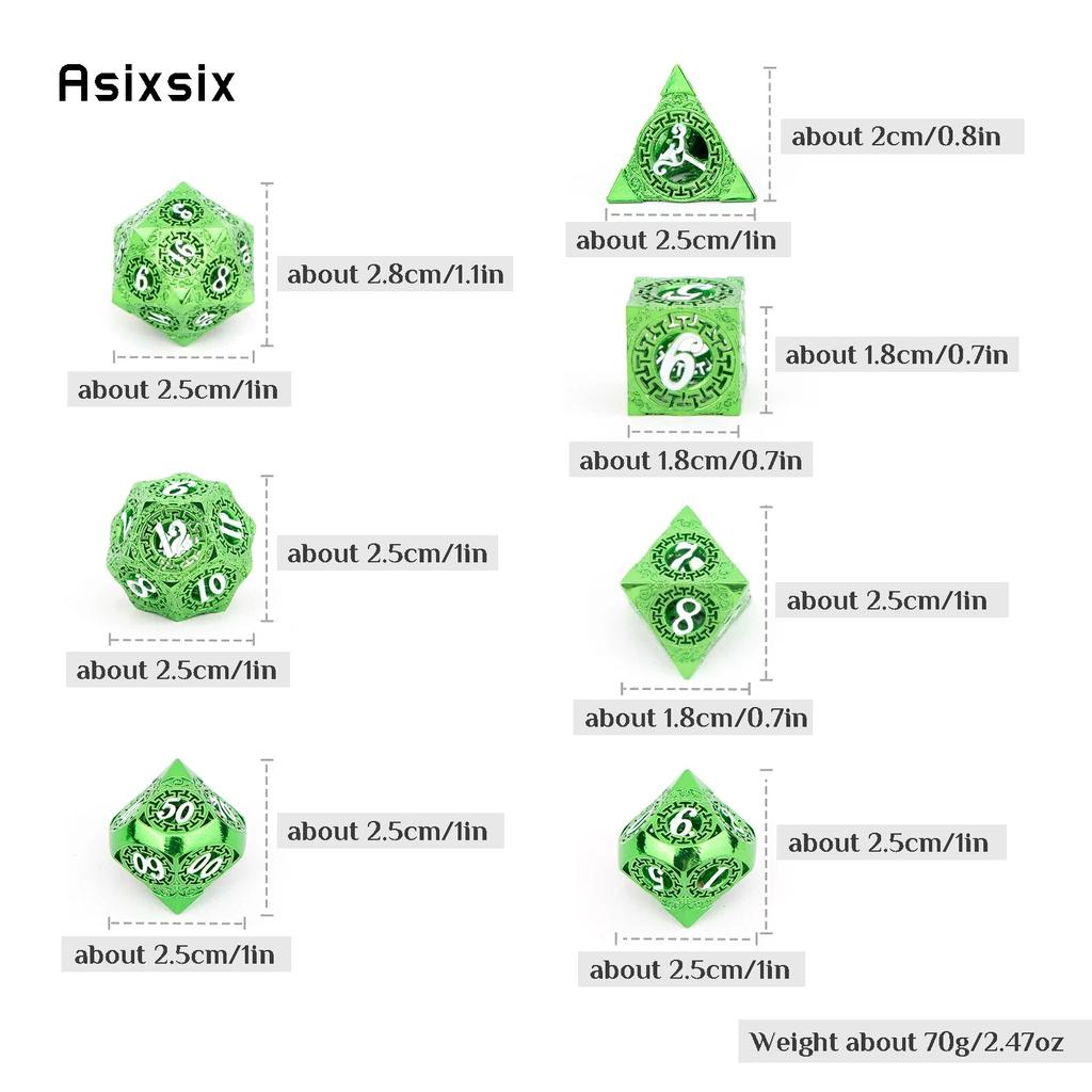 7 шт., зеленый, белый, зубчатое колесо, металлические кубики, набор полых металлических многогранных кубиков, подходит для ролевой игры, настольной игры, карточной игры