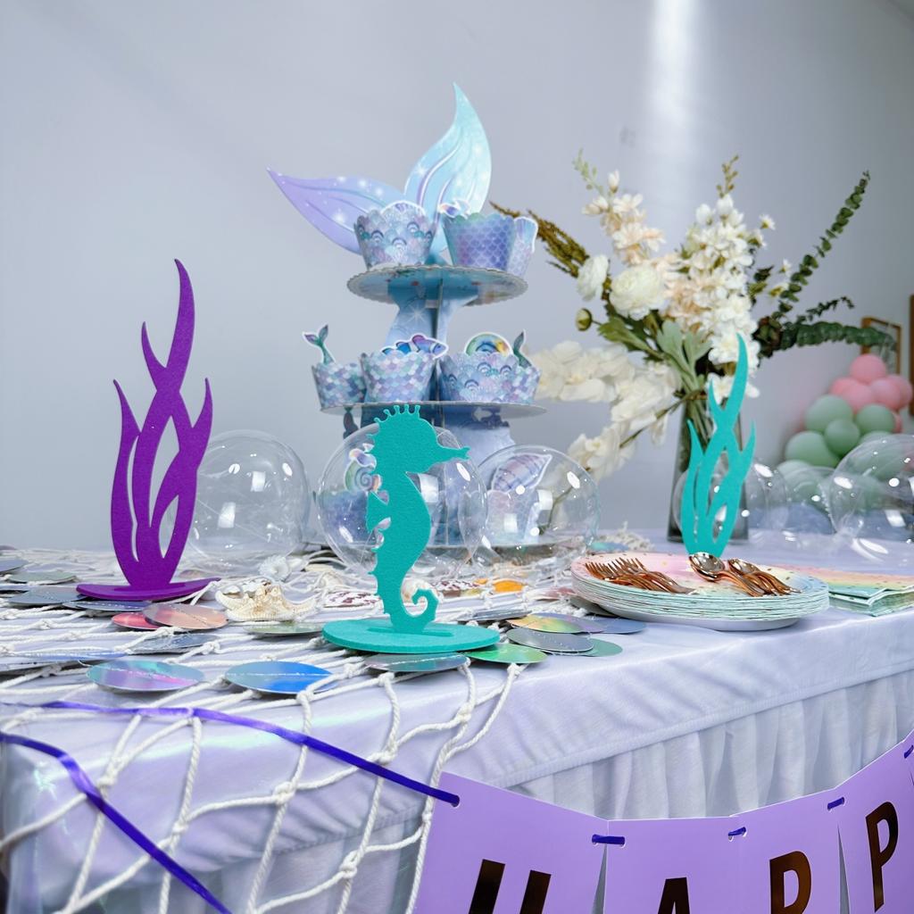 Mermaid Party Supplies Disposable Cutlery Plates Tablecloths Birthday Decorations Girls Baby Shower Dessert Table Set