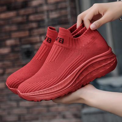 Женская трикотажная обувь большого размера для полетов, повседневная обувь для пожилых мам, обувь, носки, женская обувь, размеры 35–42