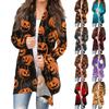 Women's Halloween Print Long Sleeve Front Cardigan Printed Top Lightweight Jacket