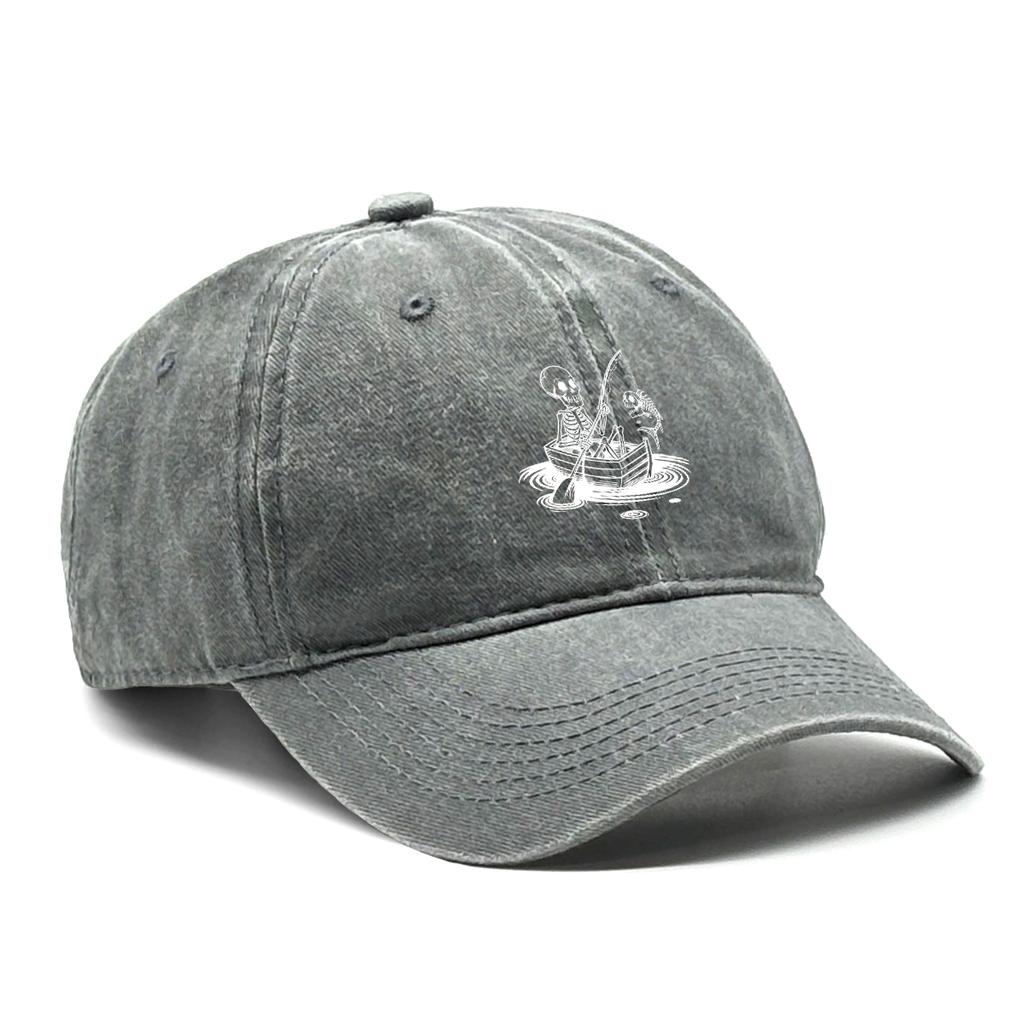 Рыбацкие черепа Выстиранные хлопковые снепбэк кепки Мужские кепки Необработанный козырек Стильная Регулируемая Бейсболка Идеально подходит для женщин и мужчин