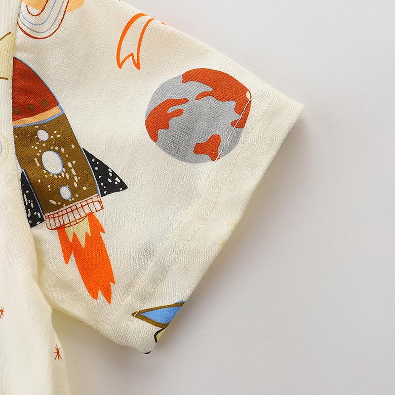 Футболка с короткими рукавами и рисунком в европейском/американском стиле для мальчиков, летняя трикотажная хлопковая футболка для маленьких/средних детей