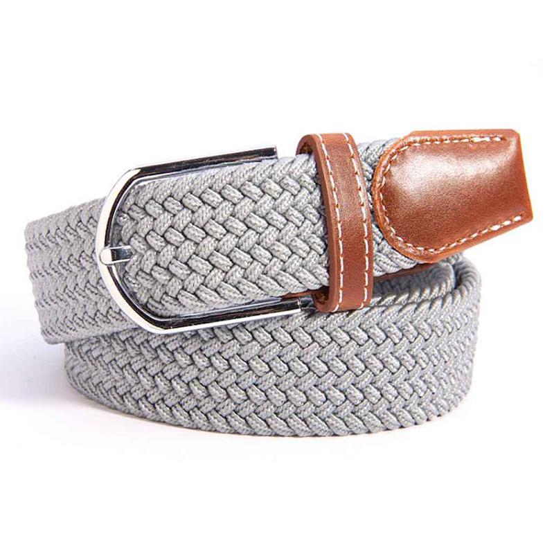 Men Women Colorful Elastic Stretchy Belt Leather End and Silver Metal Buckle