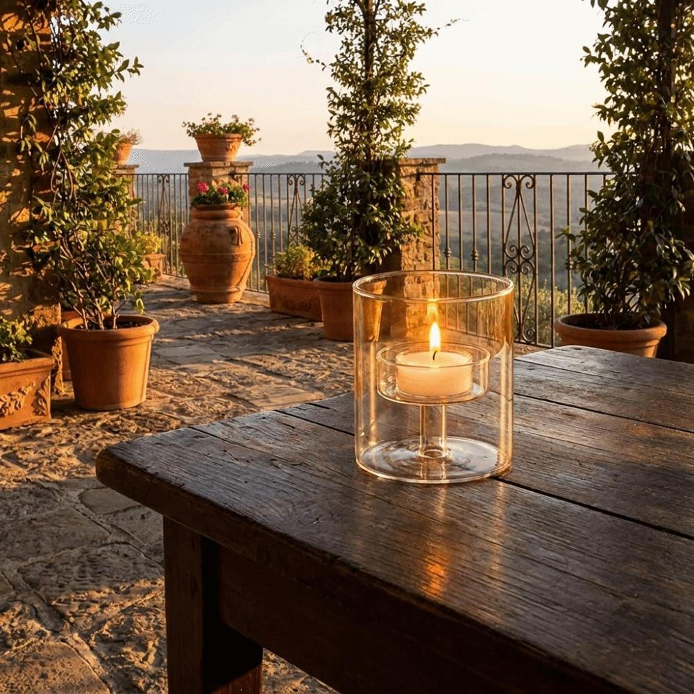 Transparent Tea Light Candle Holders Modern Cylinder Candlestick Glass Candle Holder Wedding Party