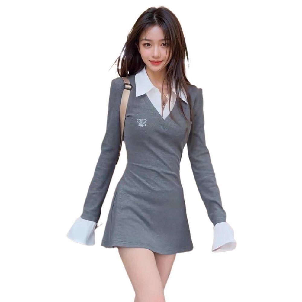 Школьная vacation two-piece shirt dress для женщин, осень и зима, чистое желание, сексуальная облегающая бедра красивая мачеха короткая юбка, внутренняя юбка