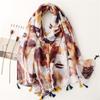 Spain Lovely Polka Floral Line Tassel Viscose Shawl Scarf Lady High Quality Wrap Thin Pashmina Stole Muslim Hijab 180*90Cm