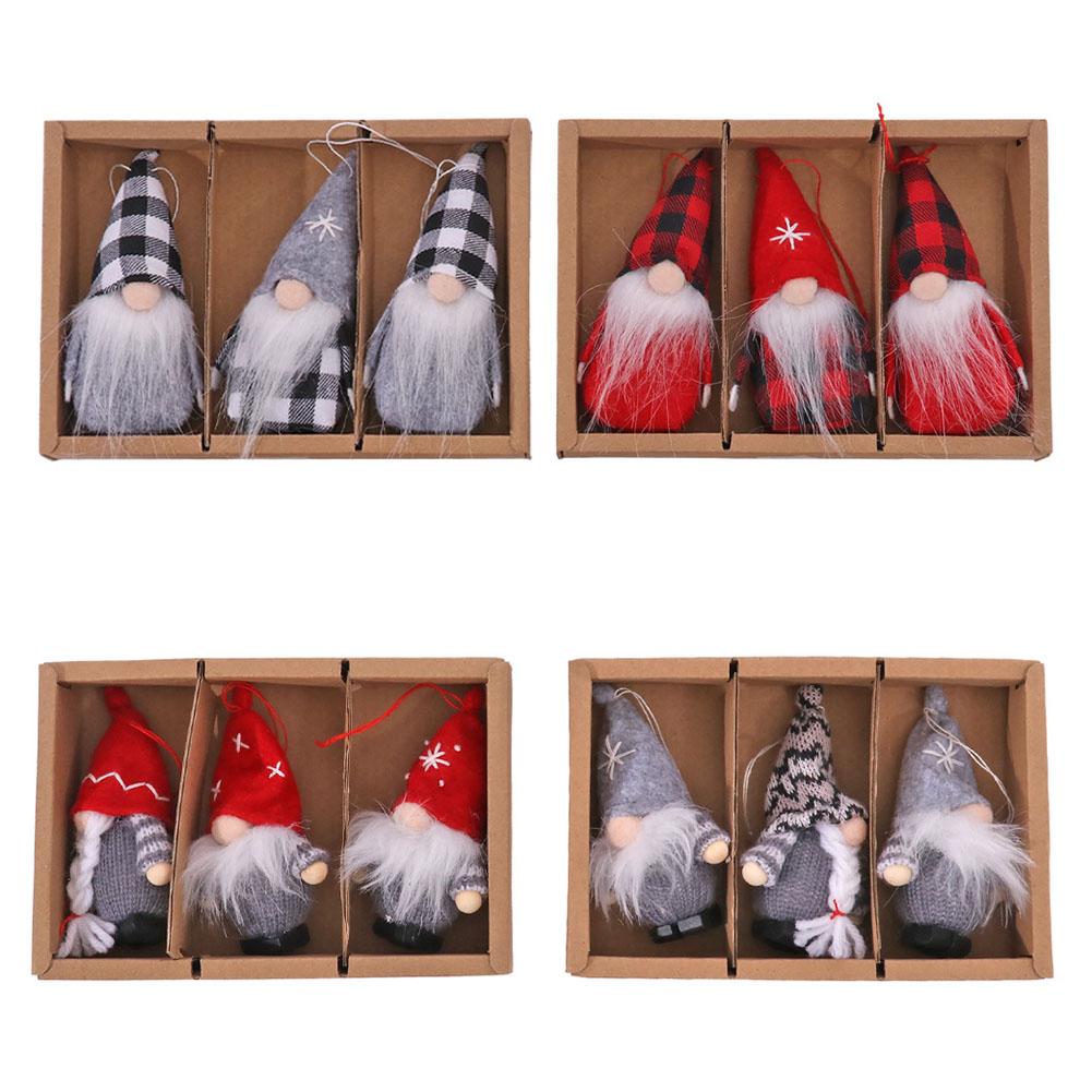 3 куклы/набор Рождественские куклы Подвесные Клетчатые Хлопок ПП