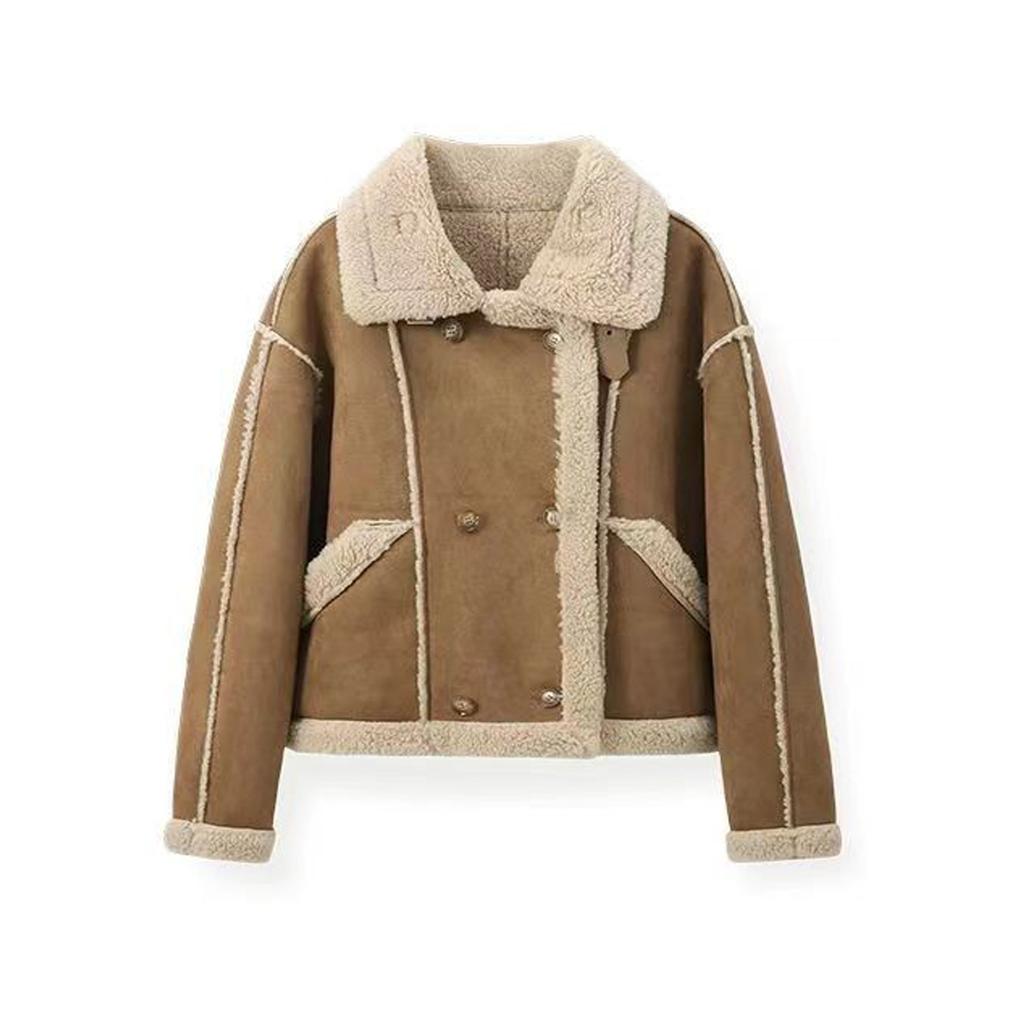 Short Jacket Women's Winter Fashion Fur Loose Stand-up Collar Thin Short Tops