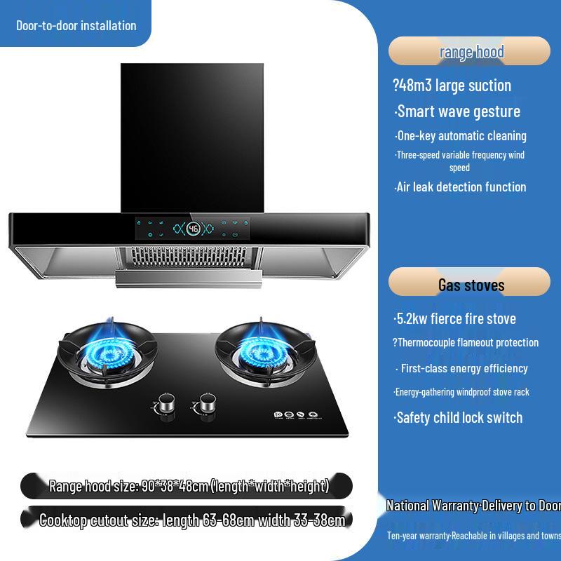 European Style High Suction Kitchen Range Hood: Top Mount T-Type with Automatic Cleaning.