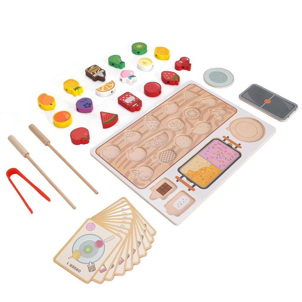 Деревянные игрушки-шампуры для фруктов, имитация деревянных фруктов, развивающие игрушки для детей