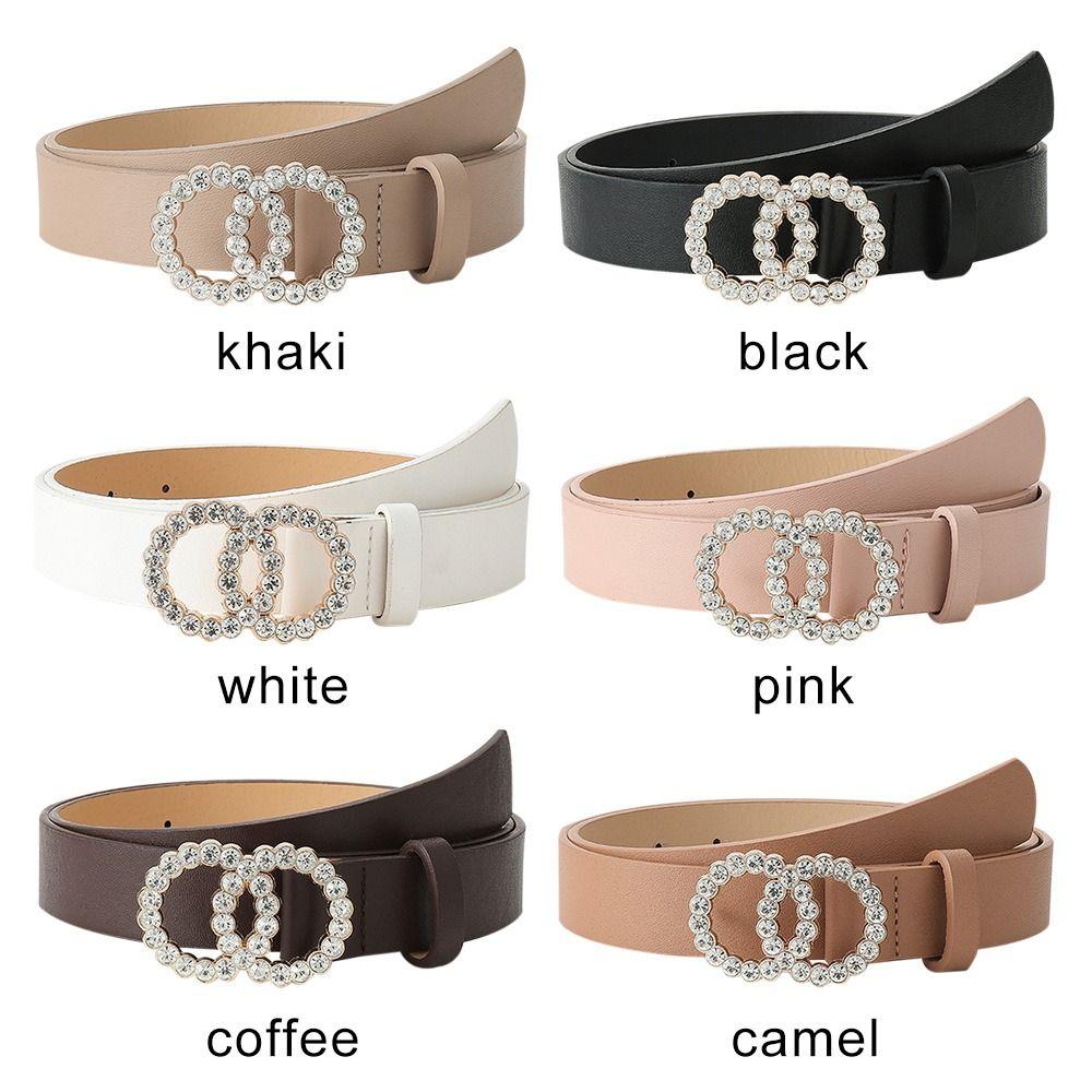 Юбка Брюки Пояса Два Круга Бриллиант Кожаный Ремень Двойная Кольцевая Пряжка Пояс Дамские Платье Ремни