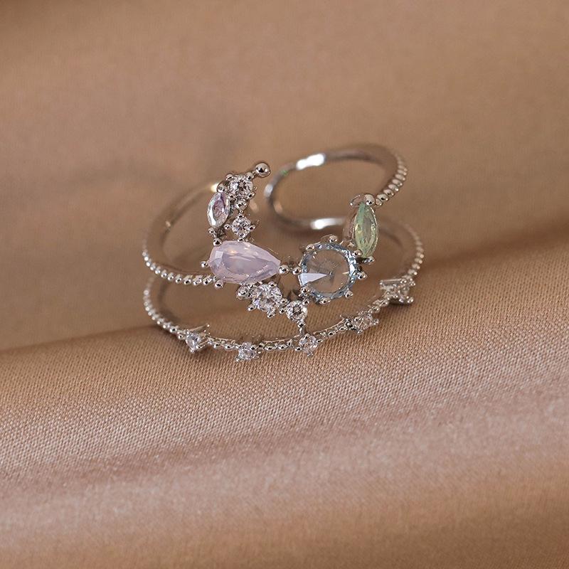 Элегантное регулируемое кольцо с жемчугом, цирконом и цветком