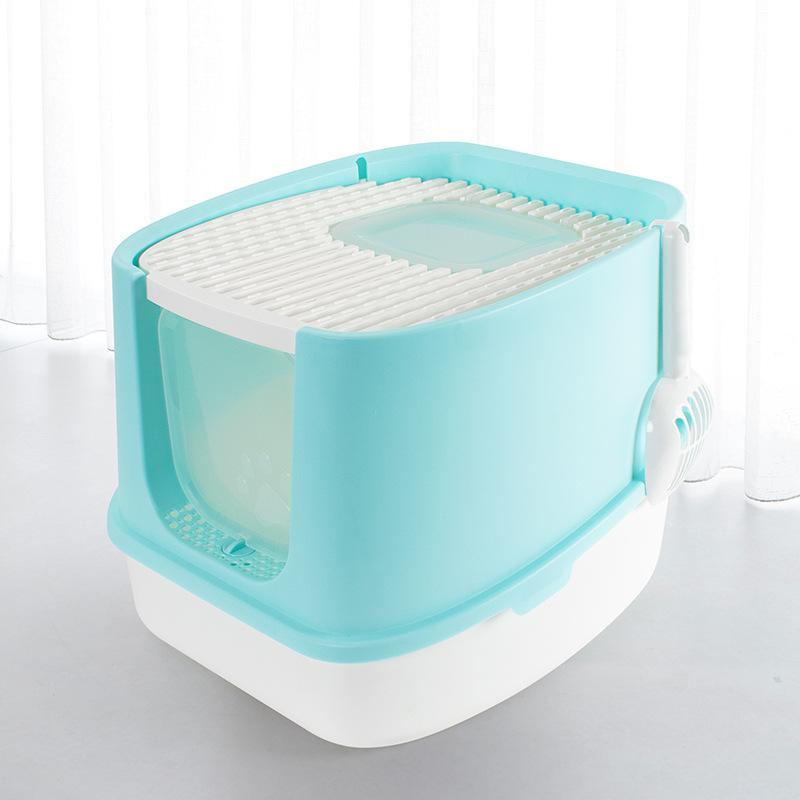 Large Capacity Pet Litter Box Fully Enclosed Spillproof Deodorant Cat Toilet with Litter Scoop Cat Litter Box Closed Sandbox