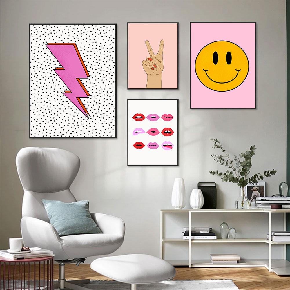 Boho Retro Poster Trendy Art Print Abstract Lightning Canvas Painting Quote Modern Wall Gallery Picture Living Room Home Decor