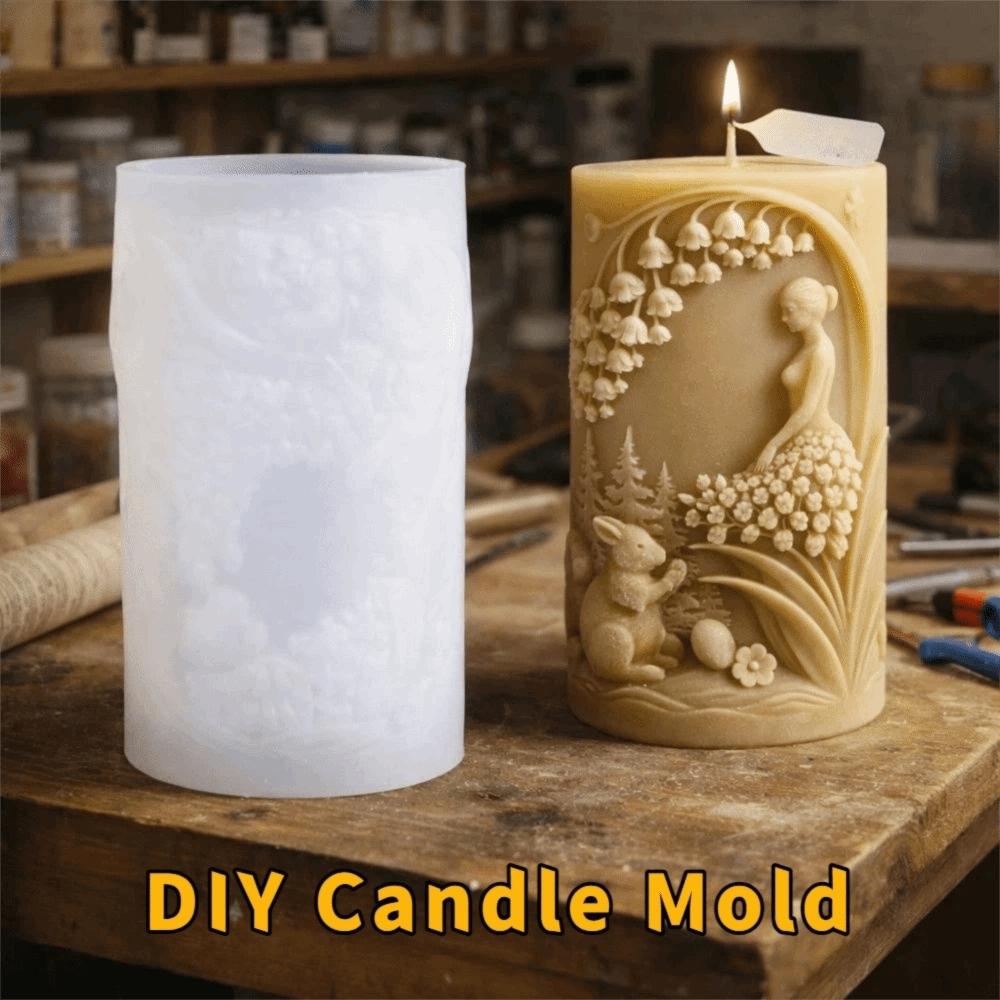 Reusable Silicone Candle Mold 3D Pillar Candle Mold Flower Girl Candle Mold  DIY Crafting