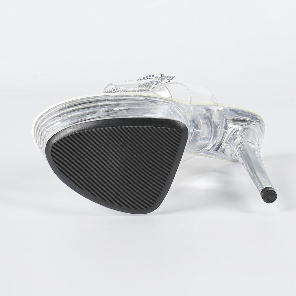 Стразы Сексуальные Высокие Каблуки 15СМ Тонкий Каблук Водонепроницаемые Тапочки на Платформе Прозрачные Хрустальные Туфли Свадебные Туфли Банкетные Высокие Каблуки