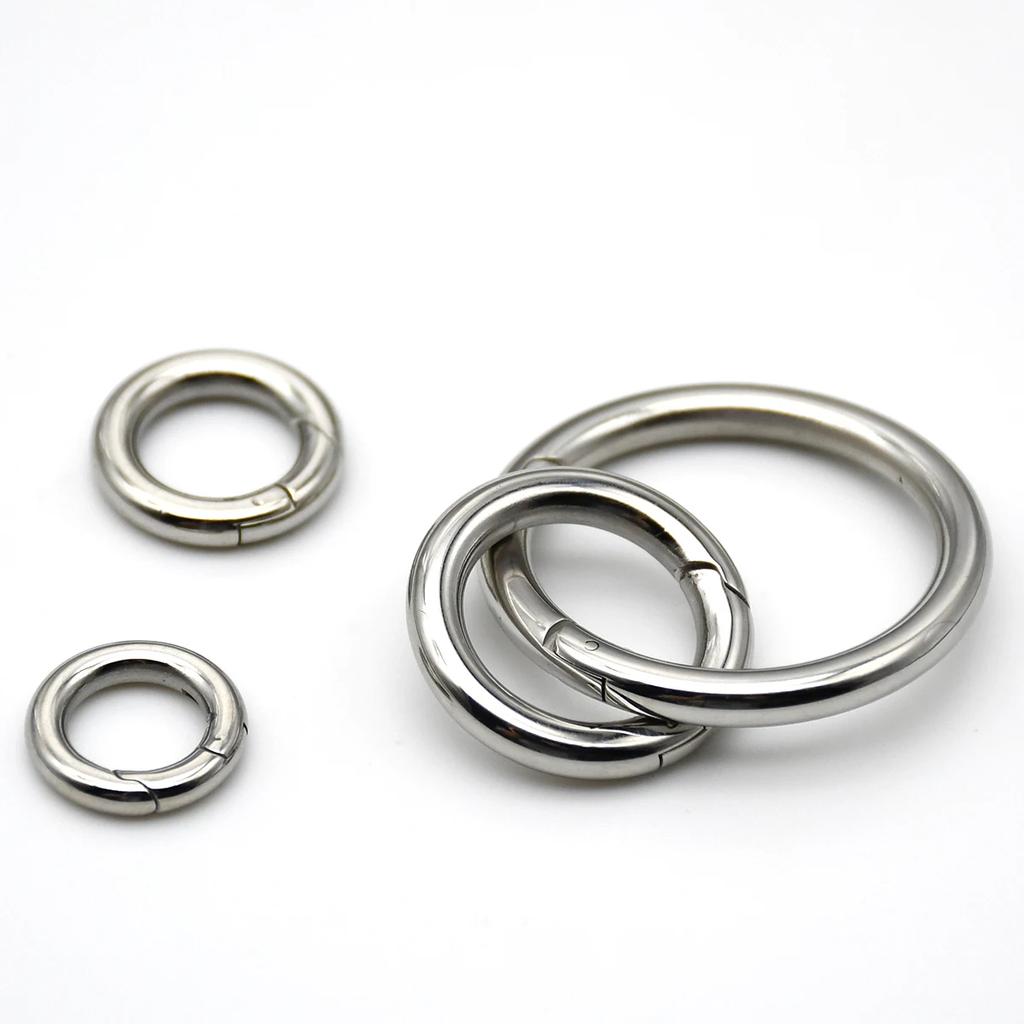 Stainless Steel Spring Gate O Ring Openable Keyring Bag Strap Buckle Trigger Snap Clasp Clip Connector DIY Accessories 12-35mm