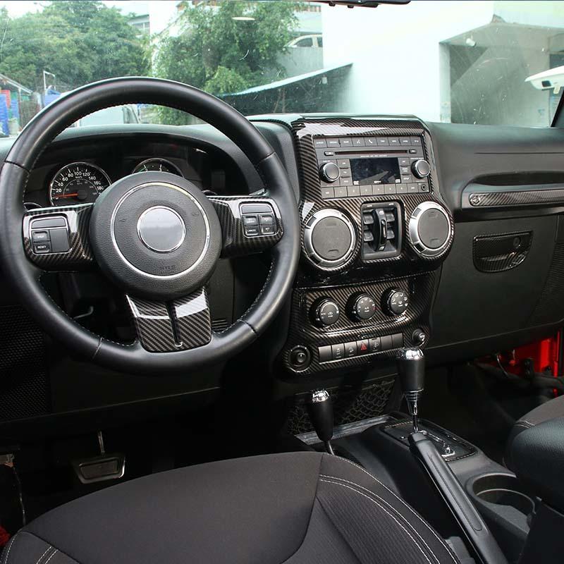 Dashboard Central Control Steering Wheel Co-pilot Handle Decoration Interior Kit Fit for Jeep Wrangler JK 2011-2017 Car Accessories