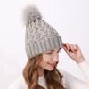Женская плюшевая утолщенная шерстяная шапка, осенне-зимняя уличная морозостойкая теплая вязаная шапка