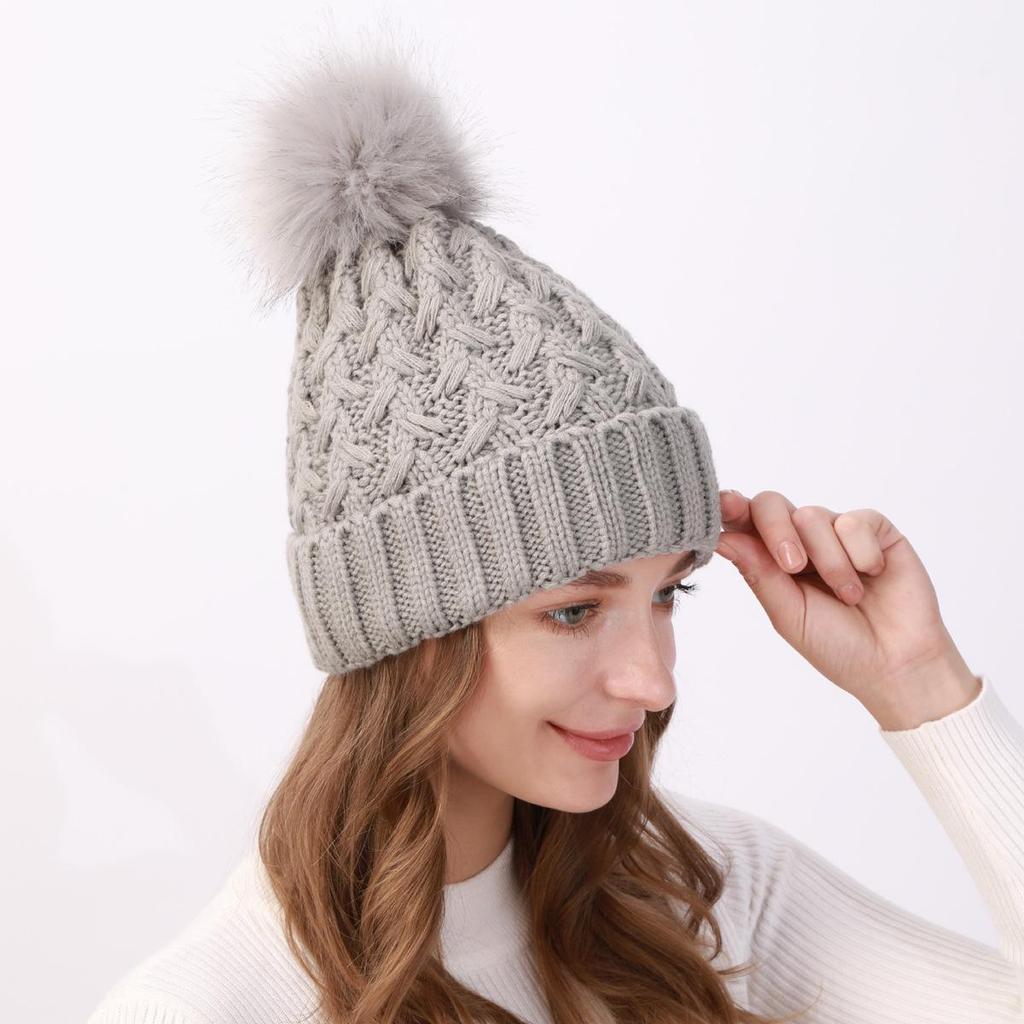 Женская плюшевая утолщенная шерстяная шапка, осенне-зимняя уличная морозостойкая теплая вязаная шапка