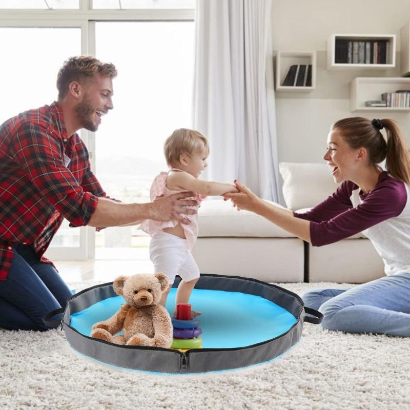 Reusable Polyester Kids Activity Mat Zippers Closure Storage Organizers Safe For Building Block Craft Picnics