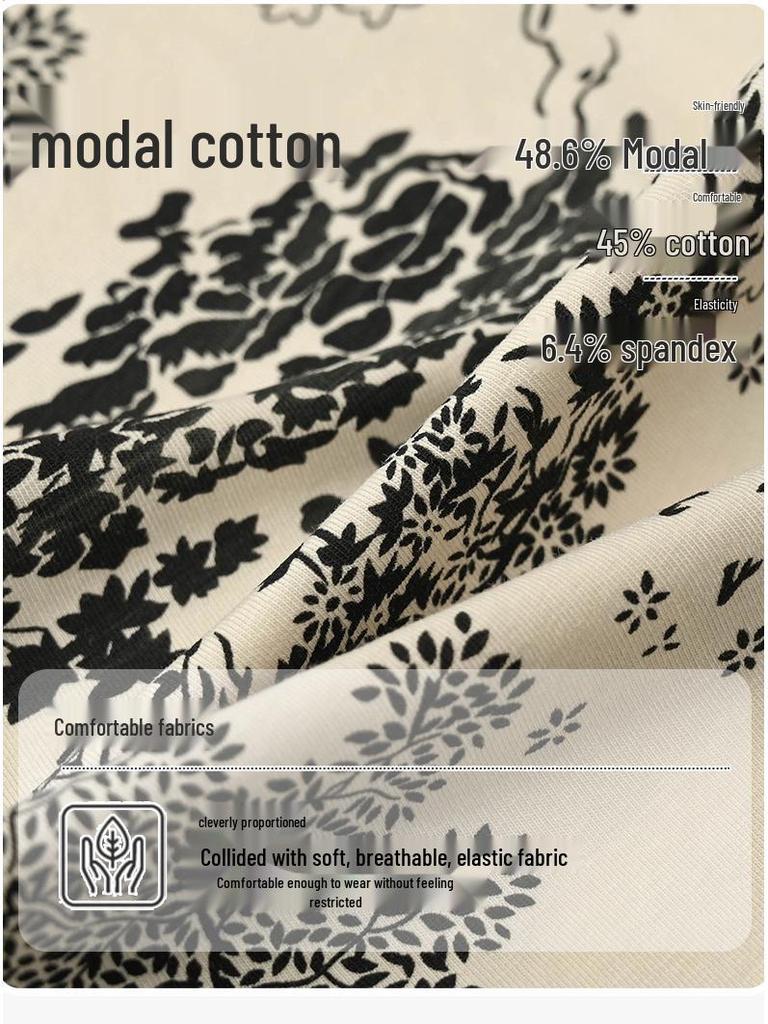 Женский комплект пижамы с длинным рукавом из модала и хлопка Осень/Зима с гиалуроновой кислотой - Высококачественный весенний стиль для дома и улицы