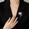 Magnolia Flower Brooch for Women Artificial Flower Pins Faux Pearl Enamel
