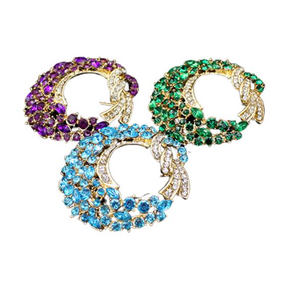 Women Elegant Luxury Moon FlowerInlaid Rhinestones Brooch Pin