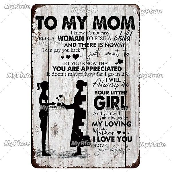 Vintage To My Mom Metal Sign Love Tin Sign Decoration Plaque Home Wall Decor Bar Sign Home Decor Poster Drop Shipping